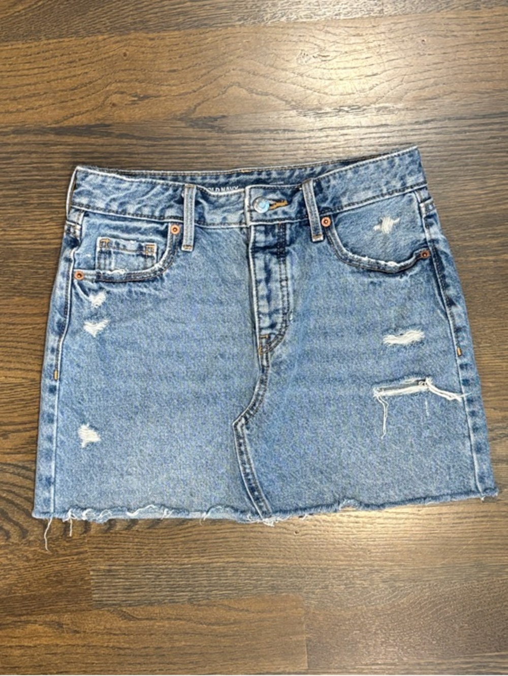 Old Navy Light Blue Distressed Denim Mini Skirt